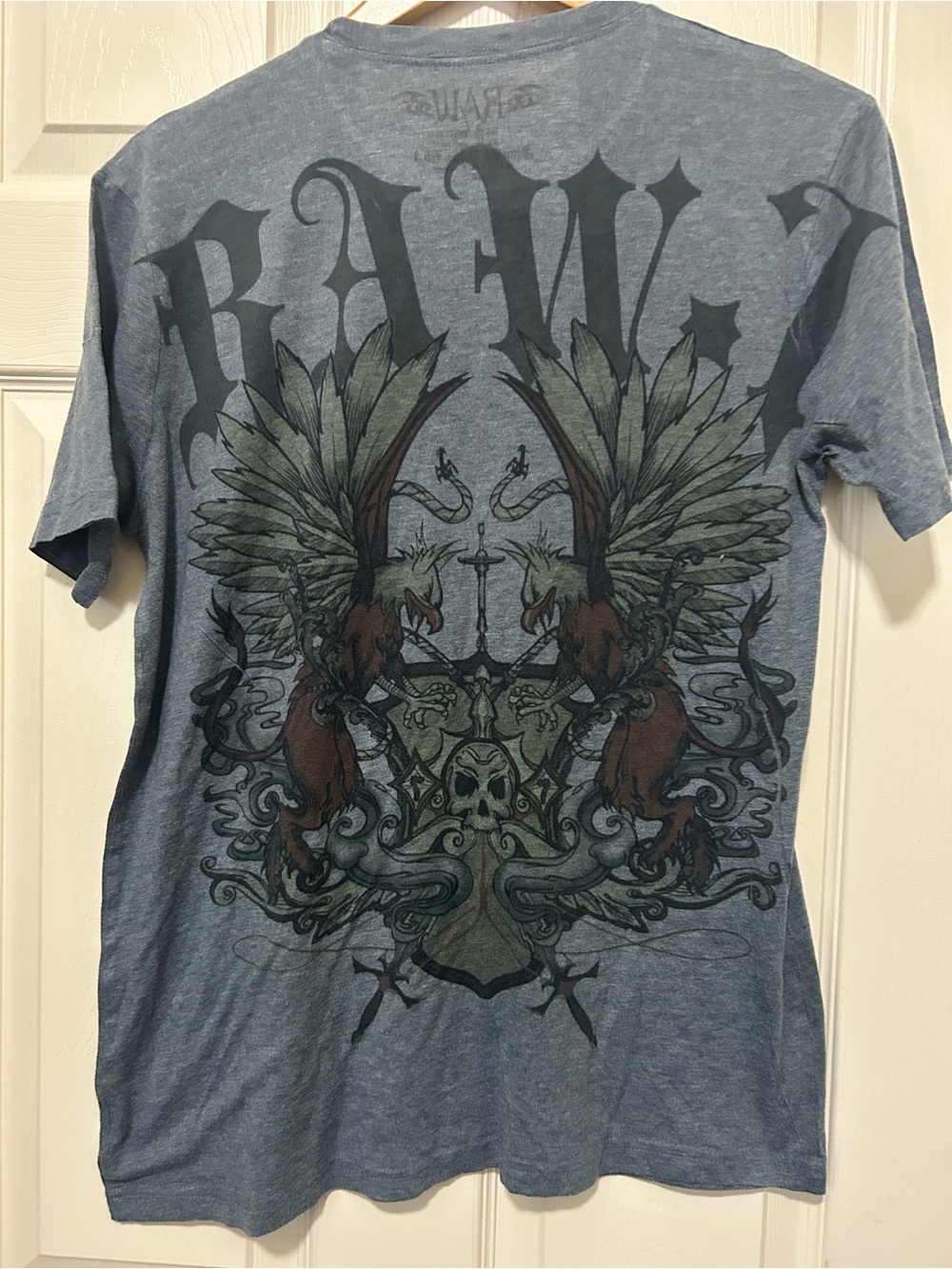 Vintage Y2K Raw 7 Biker/Grunge T-shirt M